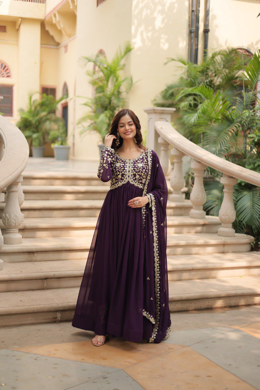 Blooming Beauty Gown for Women - Faux Sequins & Embroidery - Formal Wear
