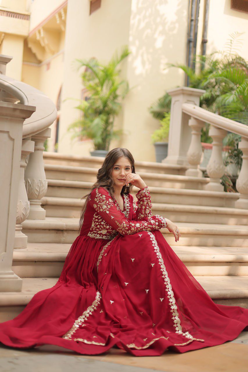 Blooming Beauty Gown for Women - Faux Sequins & Embroidery - Formal Wear